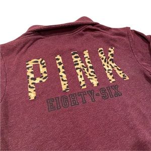 PINK Victoria’s Secret Maroon + Cheetah Print Half Zip